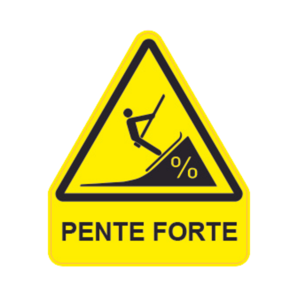 Panneau Triangle DIBOND Danger teleski Texte "Pente forte" TRI-DIB160-TX